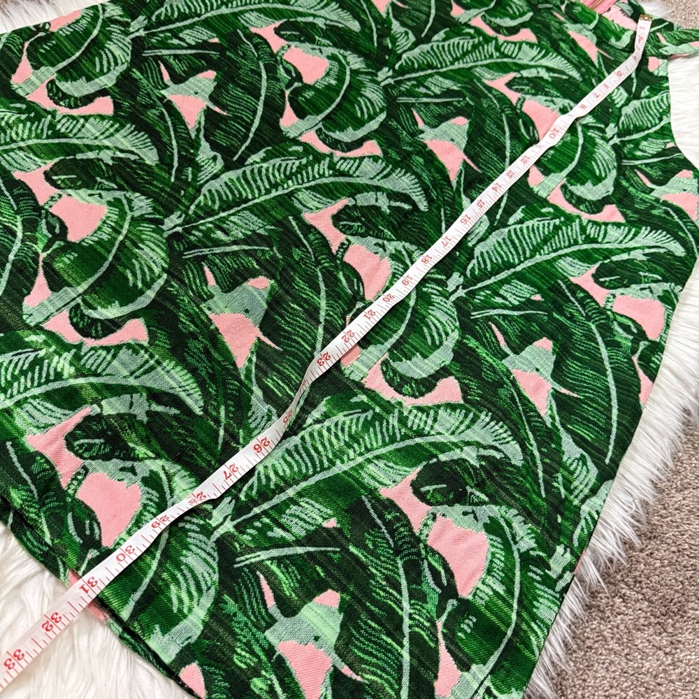 Judith March Lady of Summer palm print mini dress high neck green and pink large - Picture 10 of 13